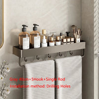 Étagère Salle de Bain Murale Aluminium Noir ou Gris, 30 ou 40 cm