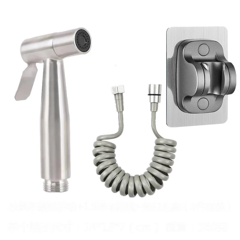 Douchette WC Inox Noire ou Brossée avec Flexible Spiralé 1,5 m
