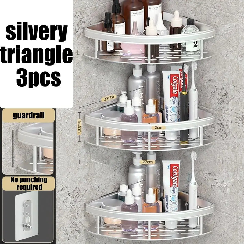 Étagère de Douche d'Angle Aluminium Noir