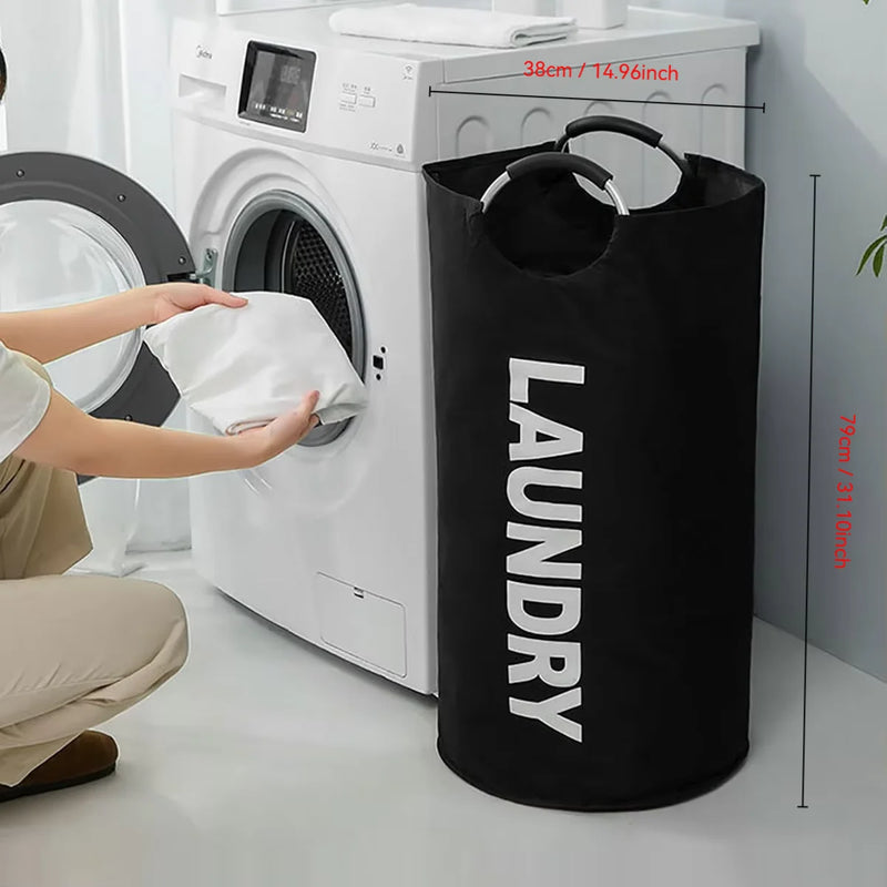 Grand Panier à Linge Pliable en Tissu Oxford 82 L, Poignées Rembourrées