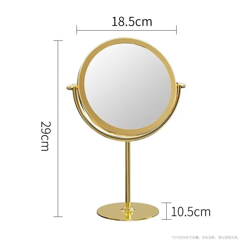 Miroir de Table Rond Rotatif en Métal Doré ou Noir, 17 cm