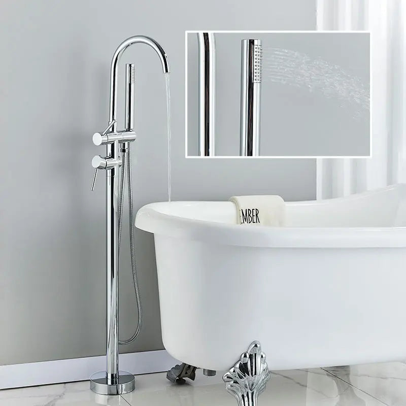 Robinet de Baignoire sur Pied Noir Mat Bec Pivotant