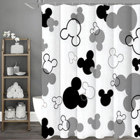 Rideau de Douche Motif Têtes de Souris Noir Blanc Gris, 15 Dimensions