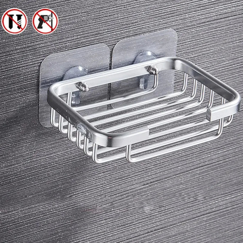 Porte-Savon Mural Aluminium sans Perçage à Grille de Drainage 13 cm