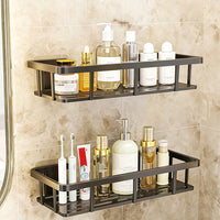 Étagère Salle de Bain Adhésive Ajourée, Noir, Gris ou Blanc, 27 cm