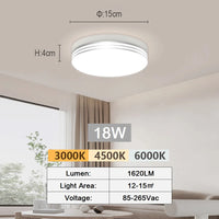 Plafonnier Cuisine LED Ultra-Plat Rond ou Carré, 18 à 48 W, Liseré Argenté