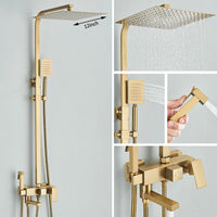 Colonne de Douche Carrée 3 ou 4 Voies avec Bec de Bain