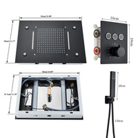 Douche Encastrable LED Plafond Cascade Noir Mat