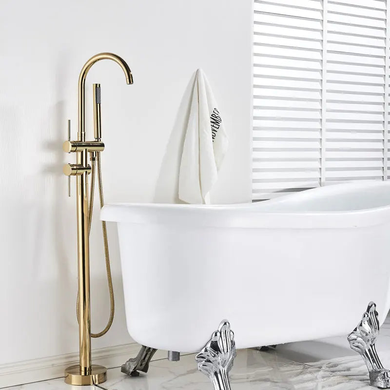 Robinet de Baignoire sur Pied Noir Mat Bec Pivotant