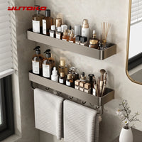 Étagère Salle de Bain Murale Aluminium Noir ou Gris, 30 ou 40 cm