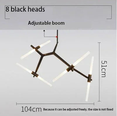 Suspension Cuisine Branches LED Doré ou Noir, 6 à 20 Lampes