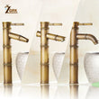 Mitigeur Lavabo Laiton Décor Bambou, 3 Becs, Bas ou Haut