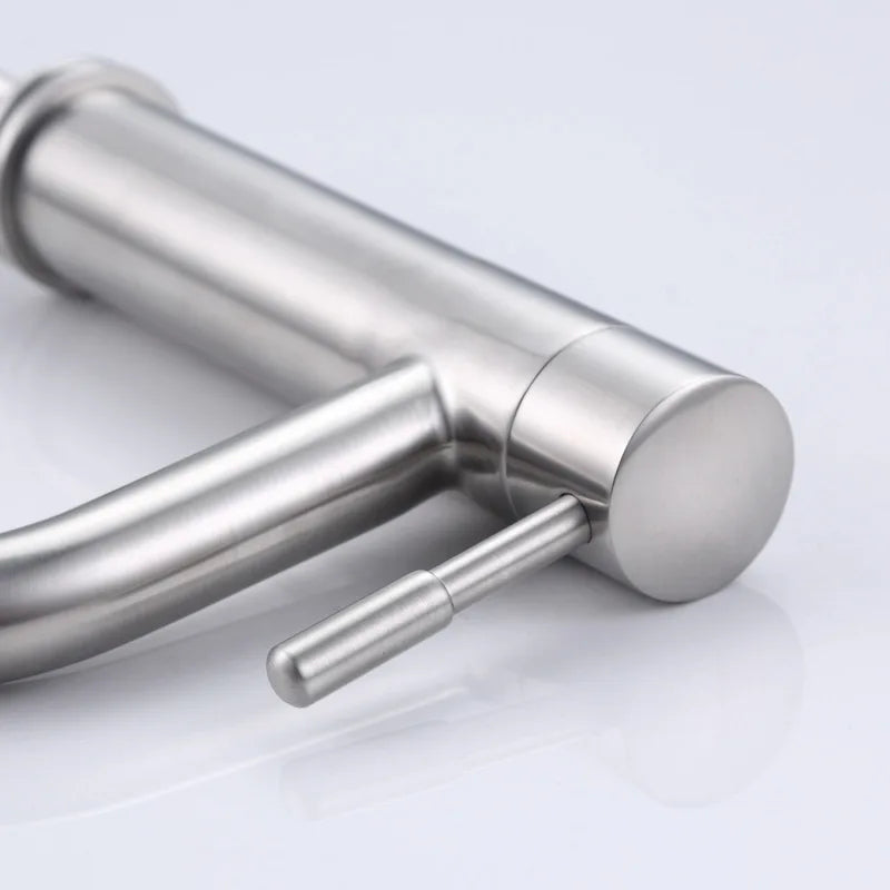 Robinet Lave-Main Eau Froide Inox 304, 6 Versions, Bec Courbe ou Droit