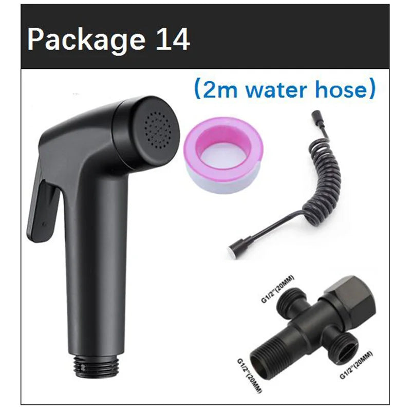 Douchette WC Noire Kit Complet avec Support Mural