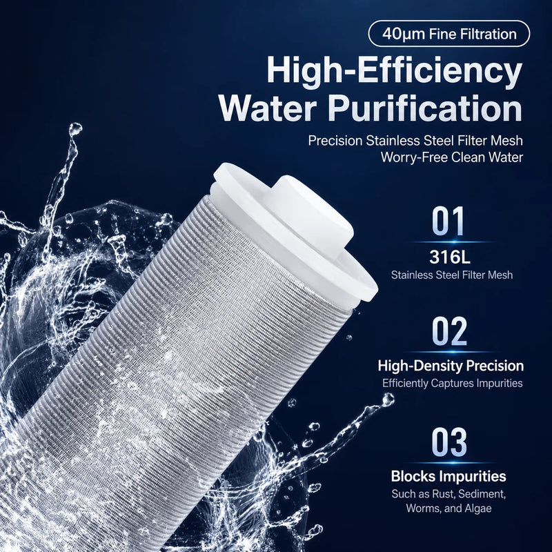 Préfiltre d'Eau 40 Microns Laiton, Maille Inox 316L Lavable, Raccord G 1/2