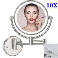 Miroir de Maquillage LED Grossissant 10X Tactile Mural Double Bras Extensible