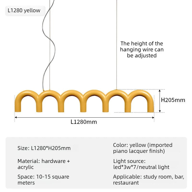 Suspension Cuisine LED Arches Colorées, 2 à 12 LED, 6 Coloris