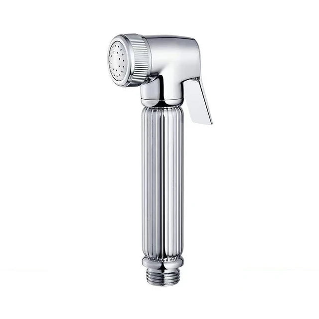 Douchette WC Cannelée Doré ou Chromé avec Robinet Double Sortie