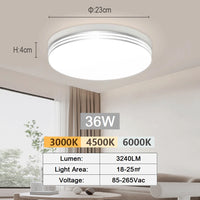 Plafonnier Cuisine LED Ultra-Plat Rond ou Carré, 18 à 48 W, Liseré Argenté