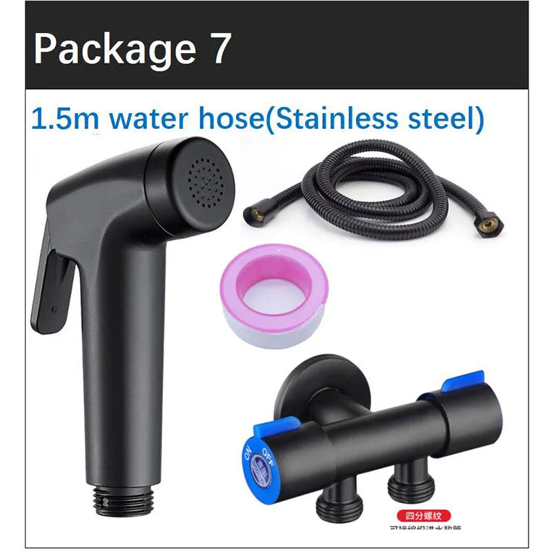 Douchette WC Noire Kit Complet avec Support Mural
