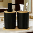Set Accessoires Salle de Bain Noir ou Blanc, 3 Pièces et Plateau