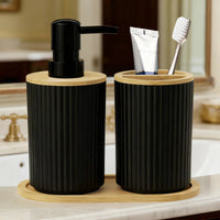 Set Accessoires Salle de Bain Noir ou Blanc, 3 Pièces et Plateau