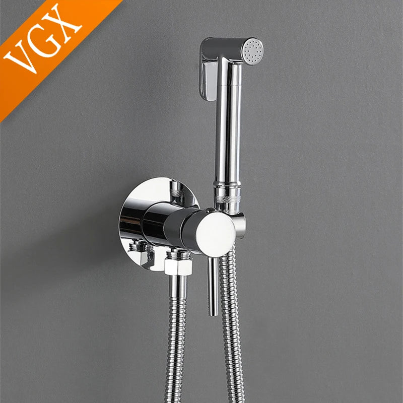 Douchette WC Mitigeur à Platine Ronde en Laiton, 5 Finitions