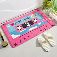 Tapis de Bain Cassette Rétro Antidérapant en Microfibre, 6 Motifs, 40 x 60 à 80 x 120 cm