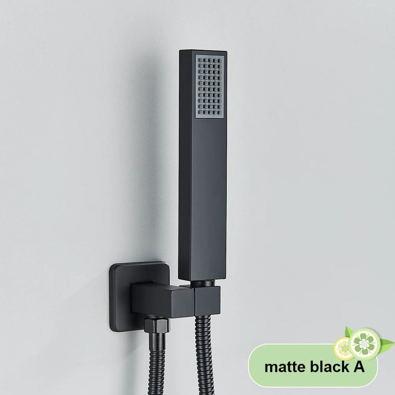 Pommeau de Douche Rectangulaire ABS, Sortie Murale et Flexible Inox 150 cm