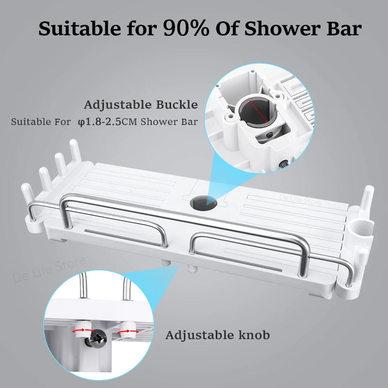 Étagère de Douche Extensible Sans Perçage pour Barre de Douche