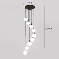 Suspension Cuisine Spirale Globes Blancs, Escalier ou Îlot, 3 à 25 Têtes