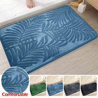 Tapis de Bain Mémoire de Forme à Feuilles en Relief, Antidérapant, 2 Tailles
