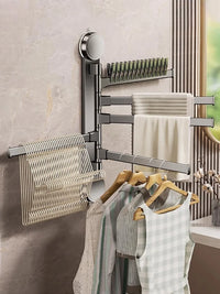 Porte-Serviette Rotatif Ventouse Pliable Aluminium