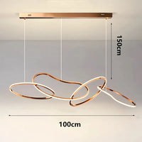 Suspension Cuisine LED Anneaux Entrelacés, 80 à 180 cm