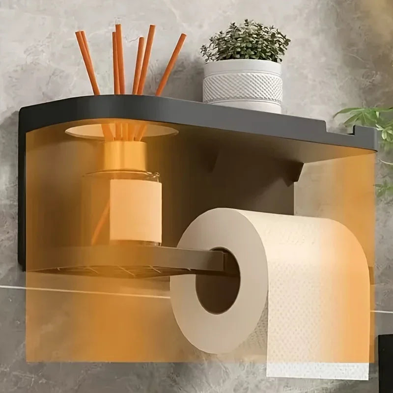 Porte-Papier Toilette Mural avec Étagère Rangement