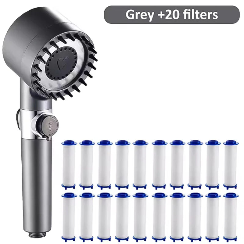 Pommeau de Douche Filtrant Haute Pression Massage avec Filtres, Gris ou Violet
