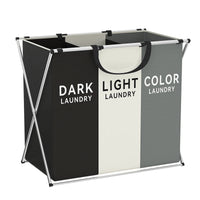 Panier à Linge Pliable 1 à 3 Compartiments, Cadre en X, Noir ou Gris