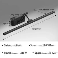 Applique Salle de Bain LED à Bras Articulé Noir ou Blanc 40 à 100 cm