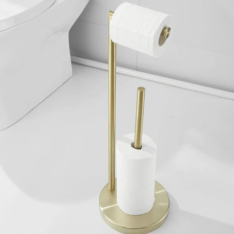 Porte-Papier Toilette sur Pied Inox 304 avec Réserve ou Brosse WC