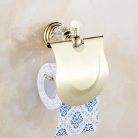 Accessoires Salle de Bain Doré à Cristal avec Gobelets Blancs, à la Pièce, 12 Articles
