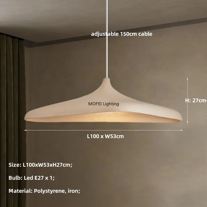 Suspension Cuisine Japonaise Wabi-Sabi Beige, Abat-Jour 80 ou 100 cm