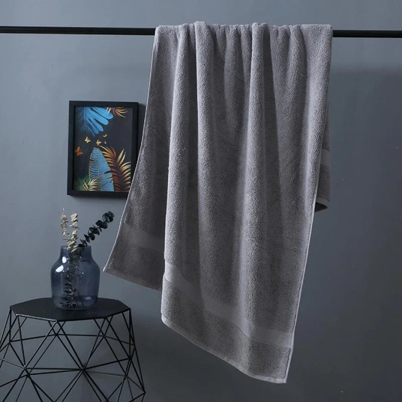 Grande Serviette de Bain Coton 80 x 160 cm, Gris, Blanc ou Bleu