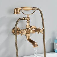 Robinet Baignoire Douche Rétro à Double Poignée, avec Douchette