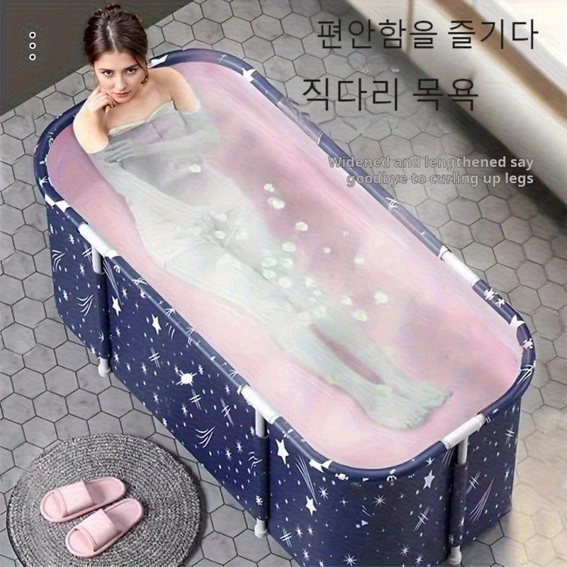 Baignoire Pliable Adulte Grand Format Bleu Étoilé