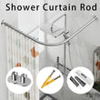 Barre Rideau de Douche d'Angle Inox Chromé, 80 à 130 cm