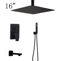 Douche Encastrable Noir Mat Pluie Carrée 20 à 40 cm avec Douchette