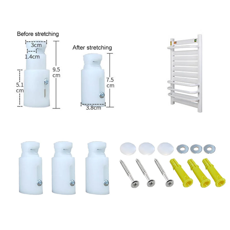 Supports de Sèche-Serviette Blancs, Lot de 3, Réglables 75 à 95 mm