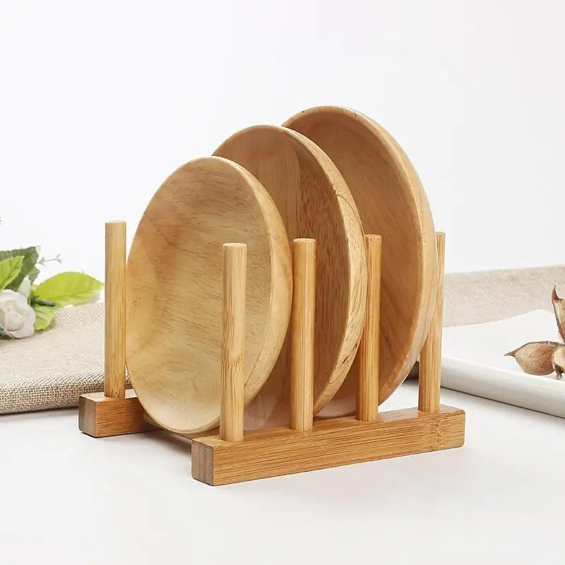 Égouttoir à Assiettes en Bambou Sans Bac, Porte-Vaisselle 14 x 11,5 cm