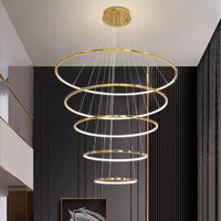 Suspension Cuisine LED à 5, 6 ou 7 Anneaux, Double Hauteur et Escalier