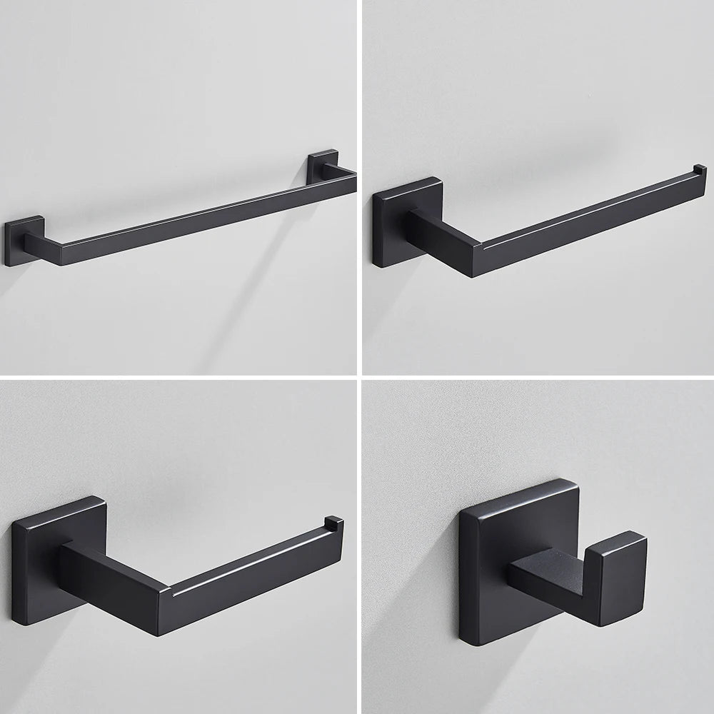Ensemble Accessoires Salle de Bain Inox 4 Pièces